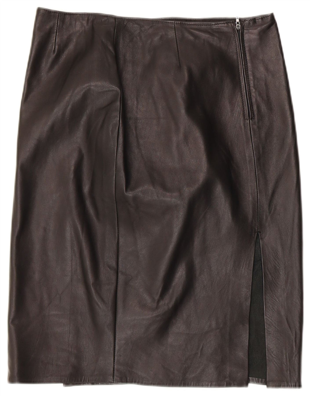 Vintage Damen Lederrock IT 46 Groß W30 Schwarzes Leder