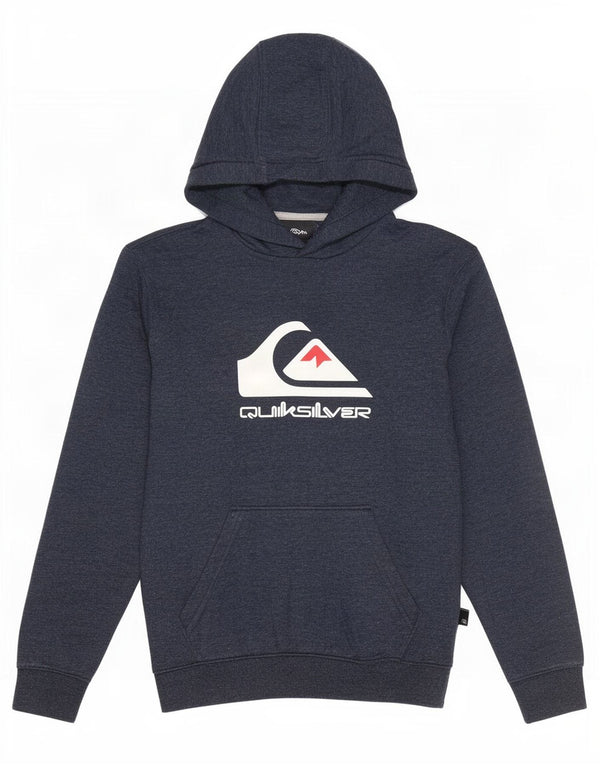 Quiksilver Boys Graphic Hoodie Jumper 13-14 Years Navy Blue Cotton