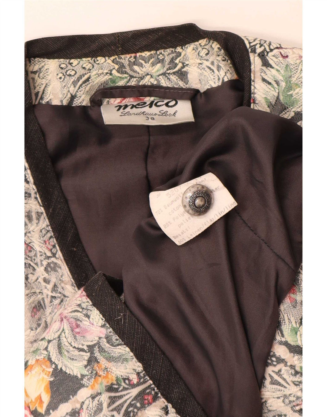 Meico Damen-Blazerjacke mit 4 Knöpfen, EU 38, mittelgroß, mehrfarbig, Blumenmuster