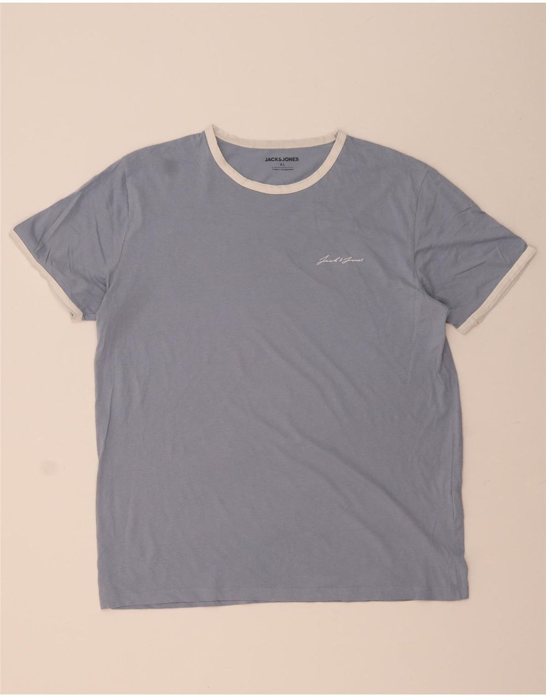 JACK & JONES Mens T-Shirt Top XL Blue Cotton