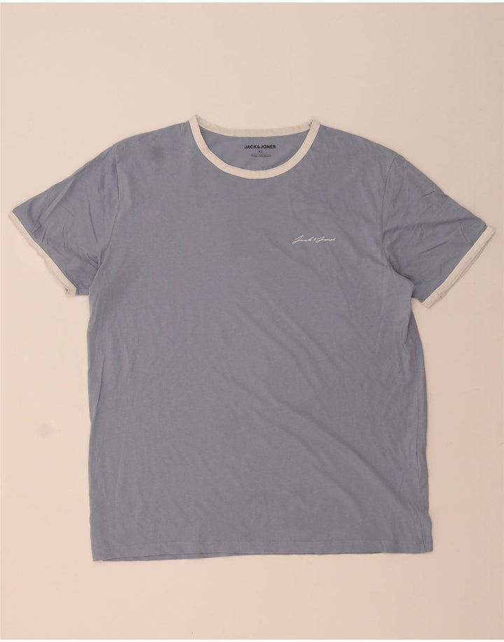 JACK & JONES Mens T-Shirt Top XL Blue Cotton