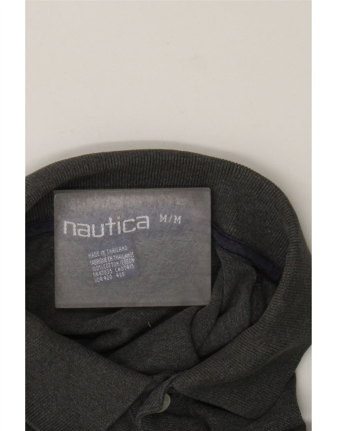 Nautica Mens Polo Shirt Medium Grey Striped Cotton