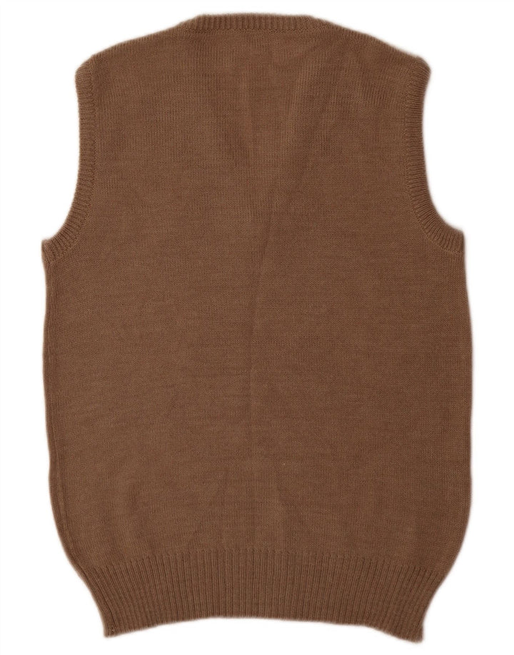 Vintage Mens Vest Tank Top Small Beige Argyle/Diamond Acrylic