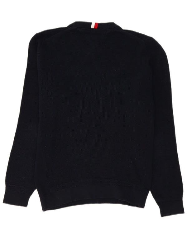 Tommy Hilfiger Mens Crew Neck Jumper Sweater Large Navy Blue Cotton