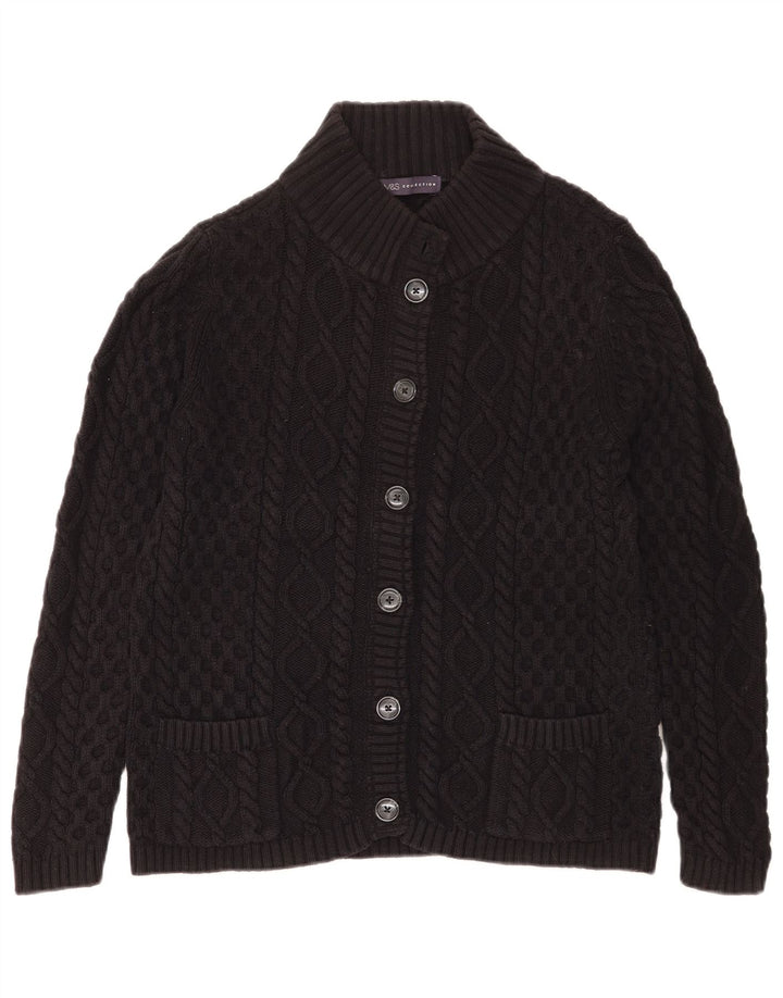 Marks & Spencer Womens Cardigan Sweater UK 14 Large Black Cotton