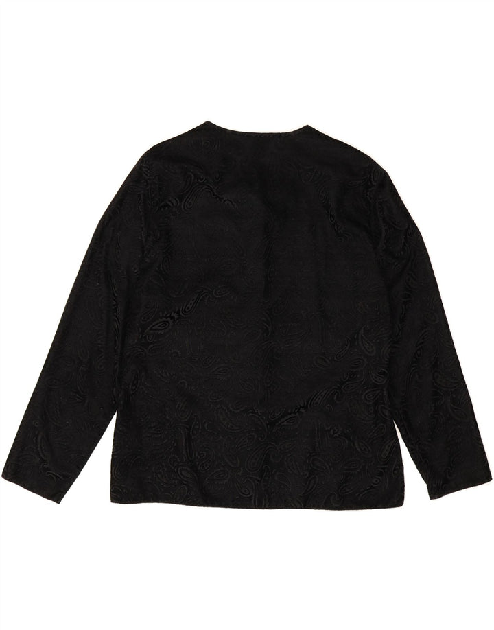 YOUR SIXTH SENSE Womens 5 Button Blazer Jacket UK 16 Large Black Paisley Vintage Your Sixth Sense and Second-Hand Your Sixth Sense from Messina Hembry 