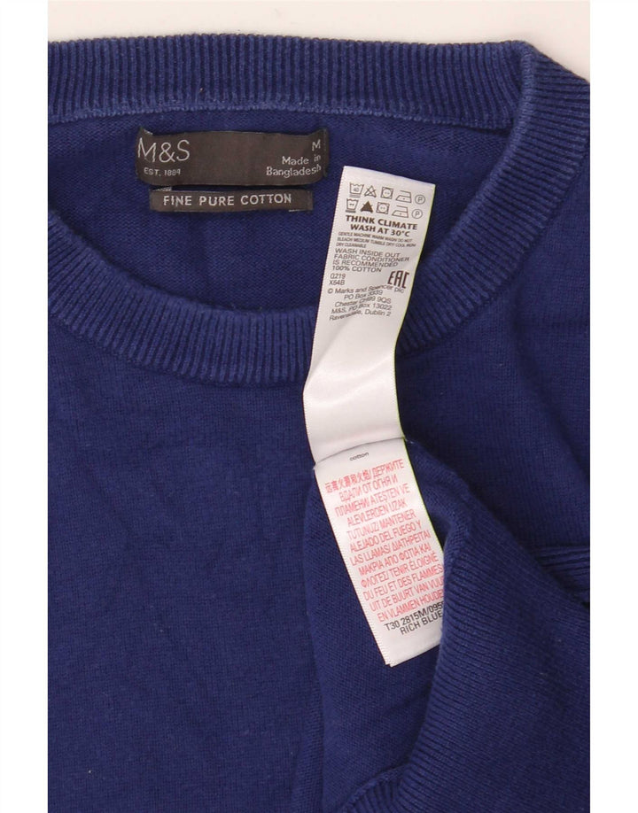 Massimo Dutti Mens Crew Neck Jumper Sweater Medium Blue Cotton