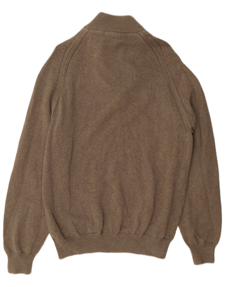 Marks & Spencer Mens Button Neck Jumper Sweater XL Brown Cotton