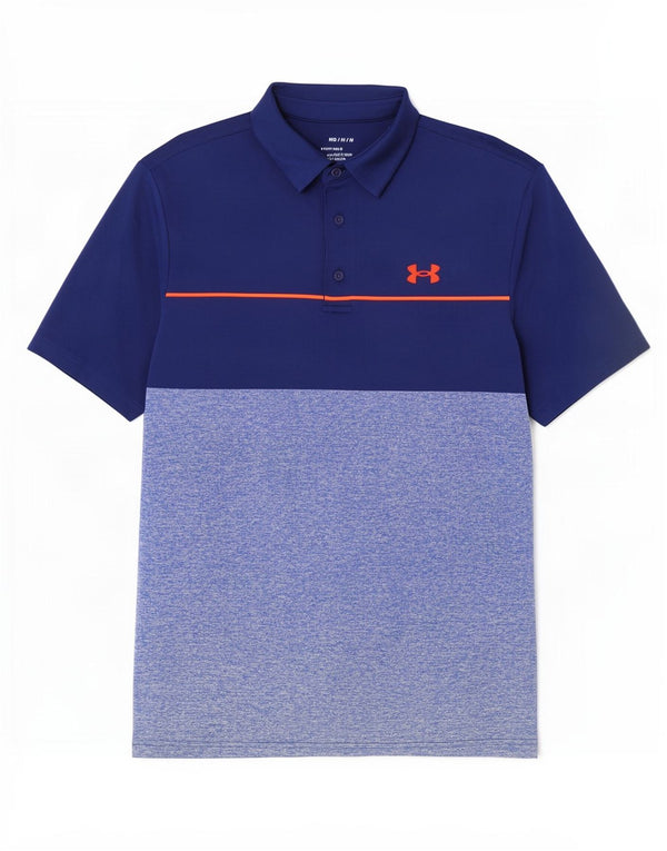 Under Armour Mens Polo Shirt Medium Navy Blue Colourblock