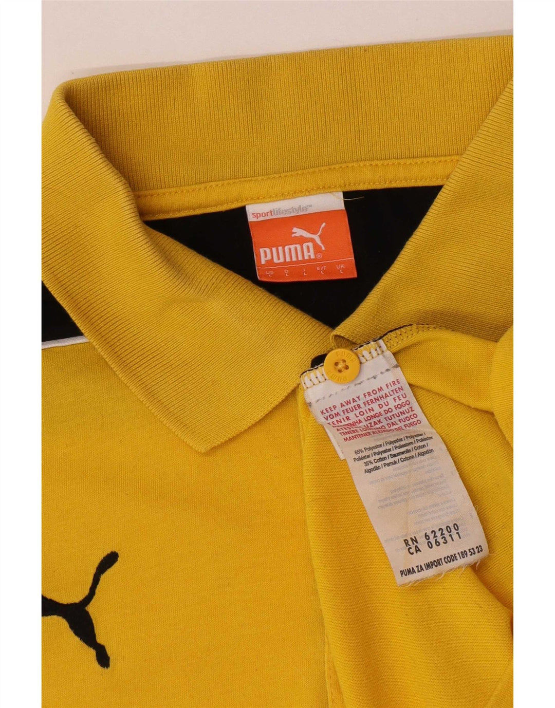 Polo Puma Hombre Grande Amarillo Colorblock Poliéster