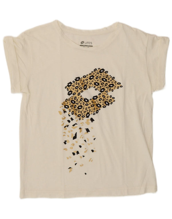 Lotto Womens Oversized Graphic T-Shirt Top UK 6 XS White