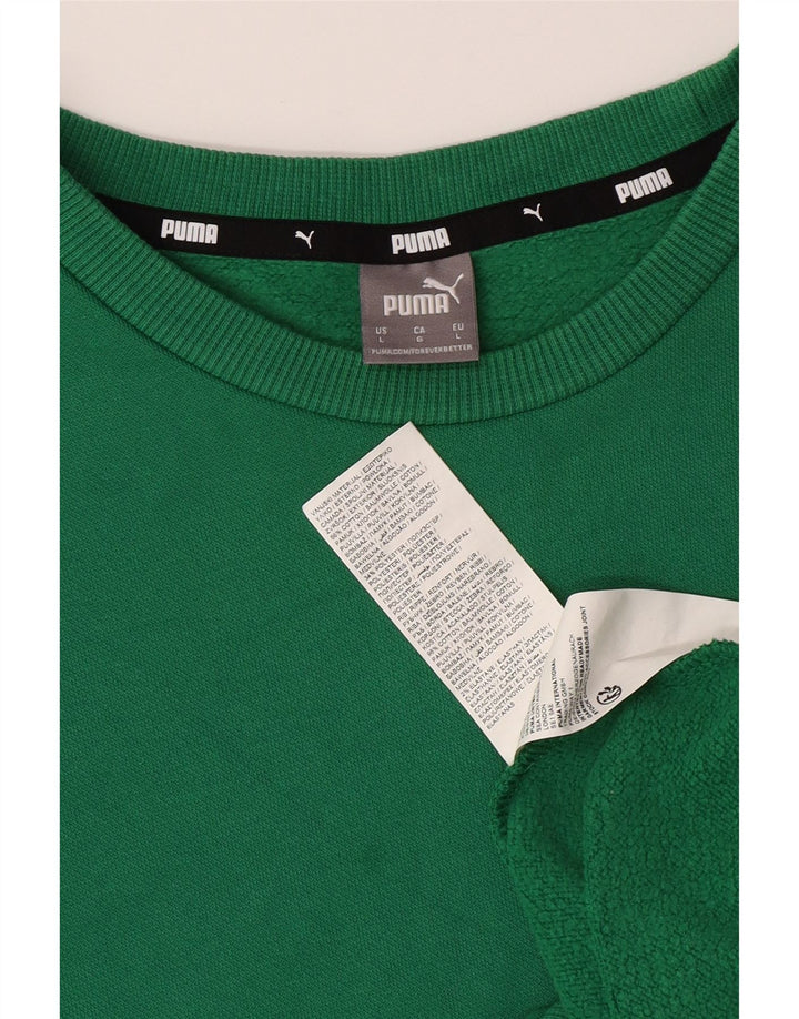 PUMA Womens Sweatshirt Jumper UK 16 Large Green Cotton Vintage Puma and Second-Hand Puma from Messina Hembry 
