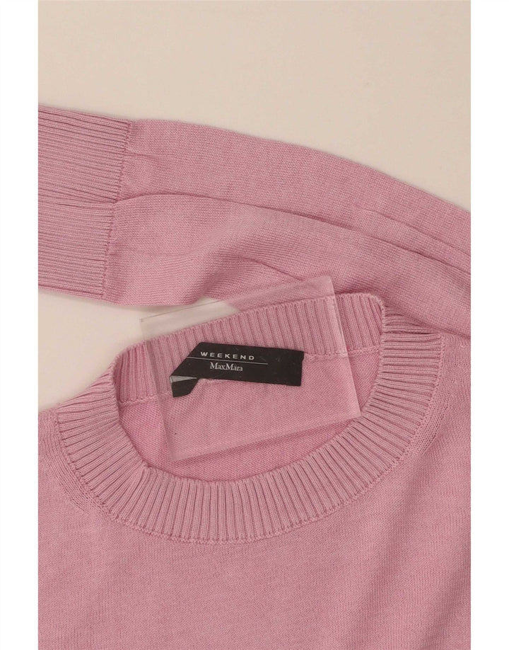 Max Mara Dame Crew Neck Jumper Sweater UK 14 Medium Pink