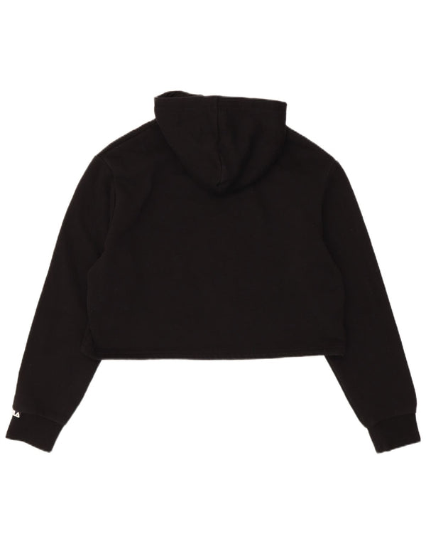 Fila Damen Crop Hoodie Pullover UK 12 Mittelschwarze Baumwolle