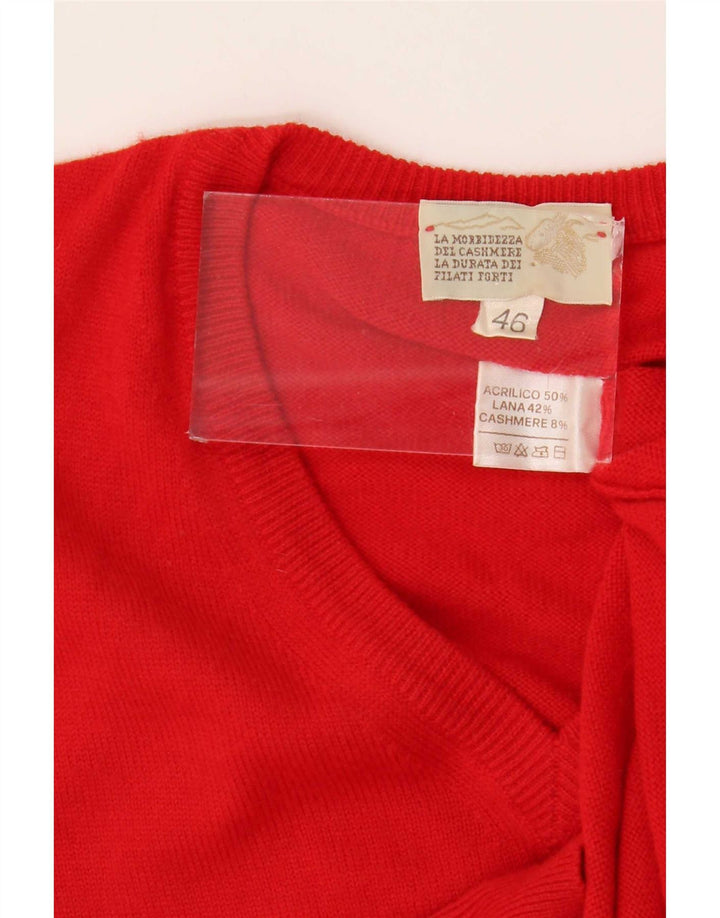 Vintage Womens V-Neck Jumper Sweater IT 46 Large Red Acrylic