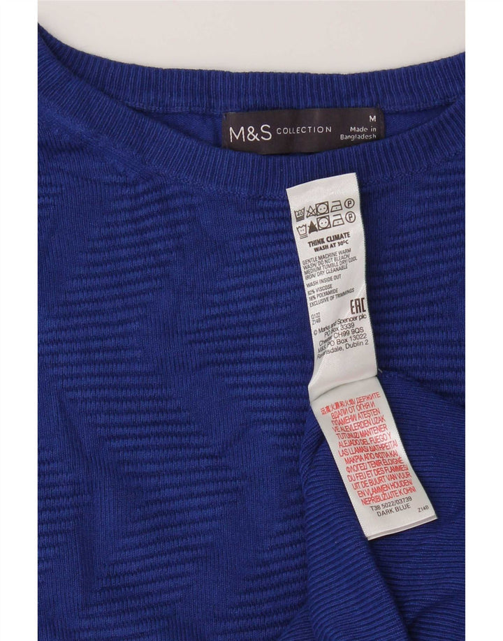 Marks & Spencer Womens Crop Boat Neck Jumper Sweater UK 14 Medium Blue