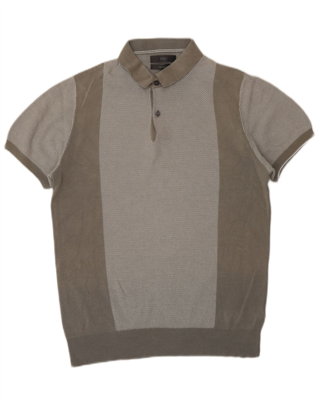 Marks & Spencer Mens Short Sleeve Polo Neck Jumper Sweater Small Grey