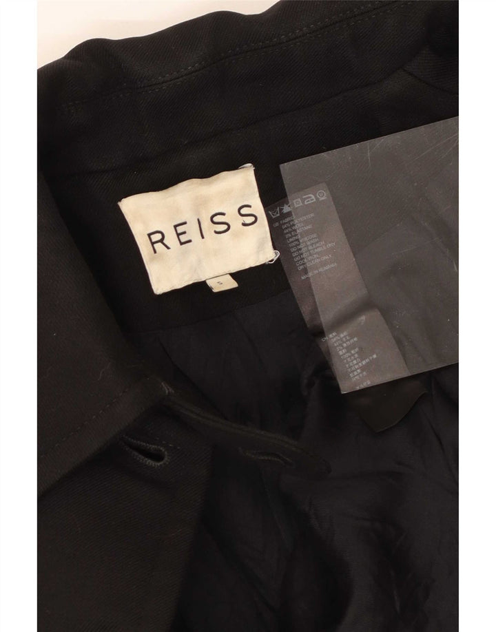 Reiss Jaqueta blazer feminina de 5 botões Reino Unido 8 pequeno poliéster preto
