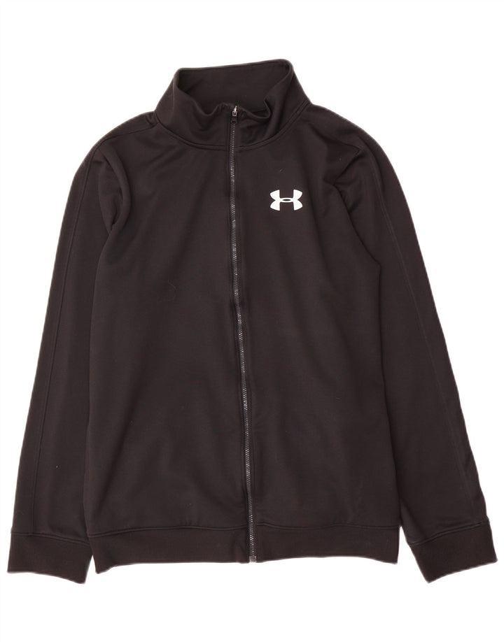 Under Armour Boys Tracksuit Top Jacket 13-14 Years XL Black Polyester