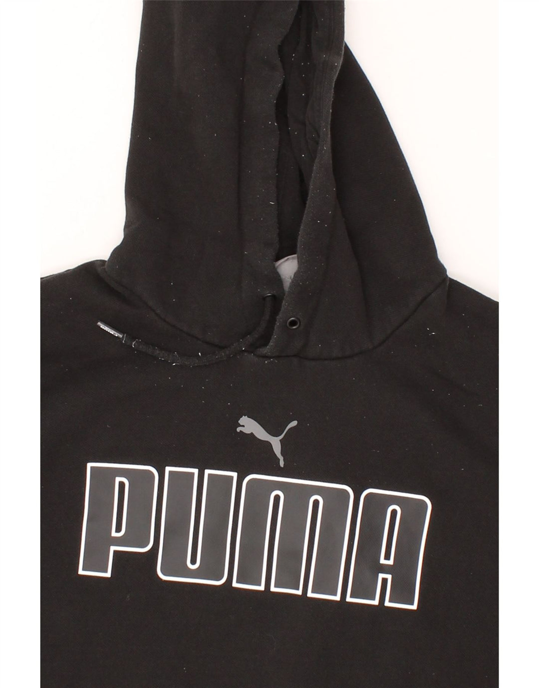 PUMA Mens Graphic Hoodie Jumper Medium Black Cotton Vintage Puma and Second-Hand Puma from Messina Hembry 