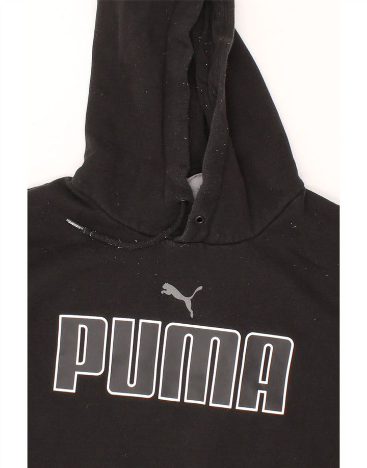 PUMA Mens Graphic Hoodie Jumper Medium Black Cotton Vintage Puma and Second-Hand Puma from Messina Hembry 