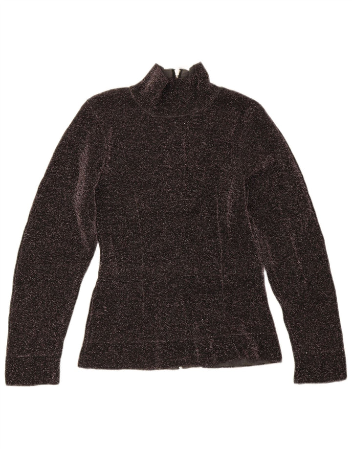 Zara Womens Turtle Neck Jumper Sweater UK 12 Medium Black Flecked Viscose