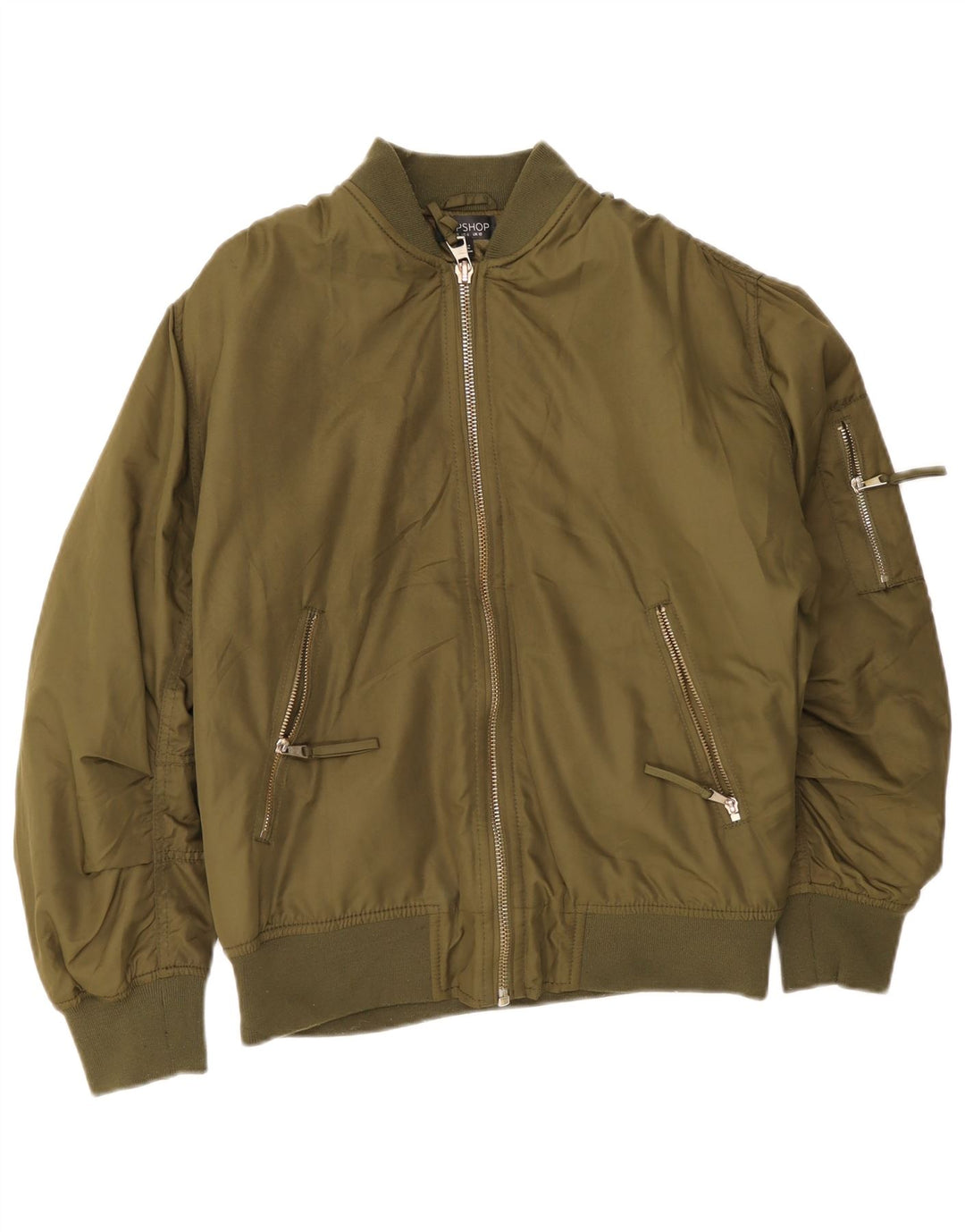 Topshop Chaqueta Bomber Extragrande para Mujer UK 10 Small Poliéster Verde
