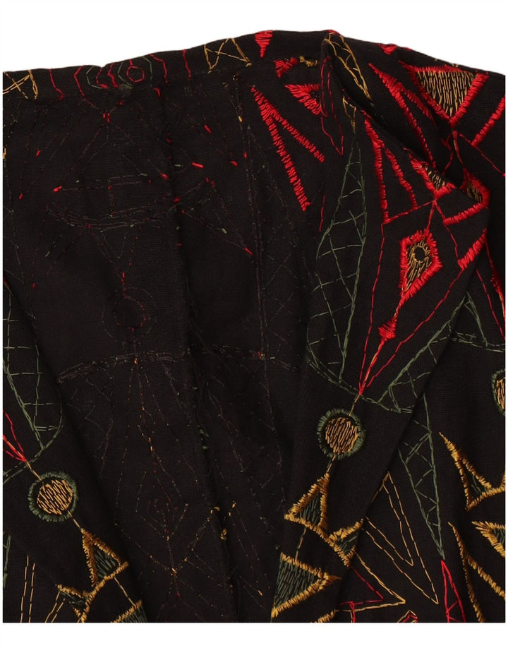 Vintage Womens Waistcoat UK 12 Medium Black Geometric