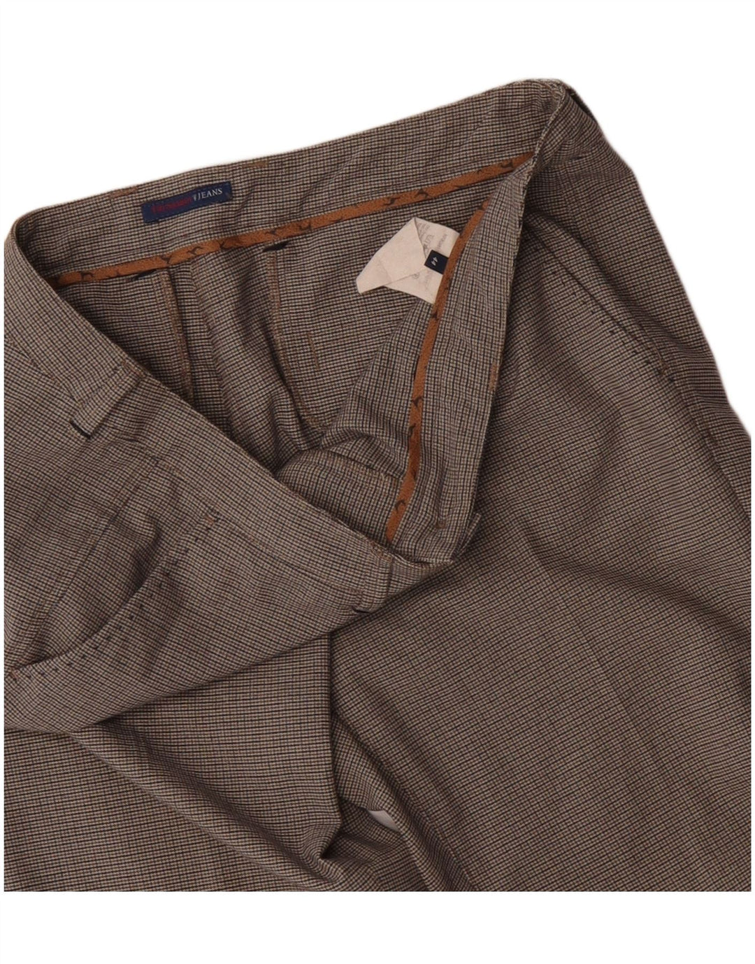 Trussardi Womens Straight Suit Trousers IT 44 Medium W34 L30 Brown Check