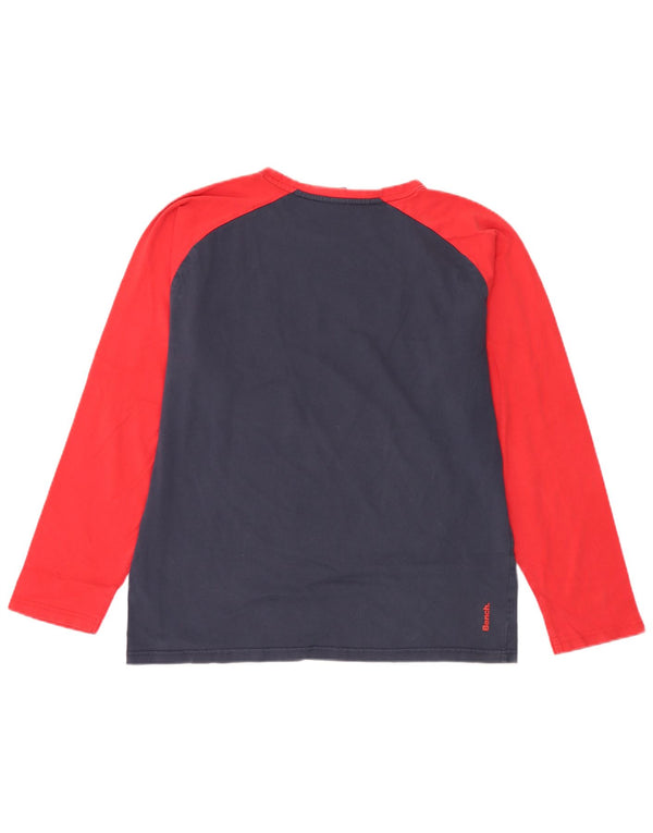Panca Top grafico da uomo a maniche lunghe XL in cotone color block blu navy