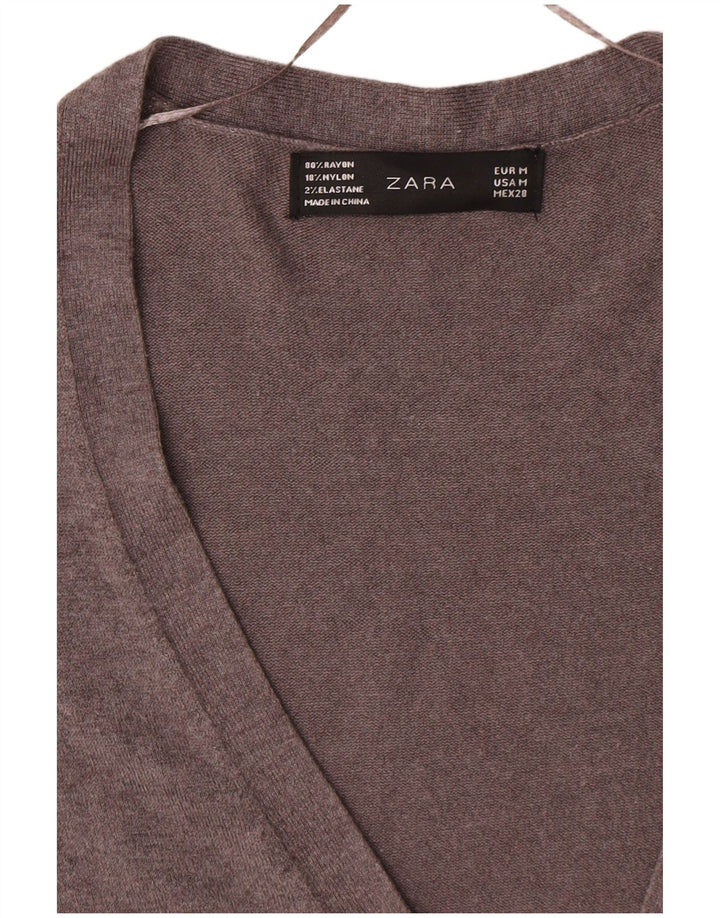 Zara Womens Cardigan Sweater UK 12 Medium Grey Rayon