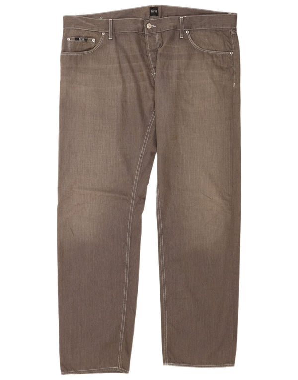 Hugo Boss Mens Straight Jeans W42 L34 Grey Cotton