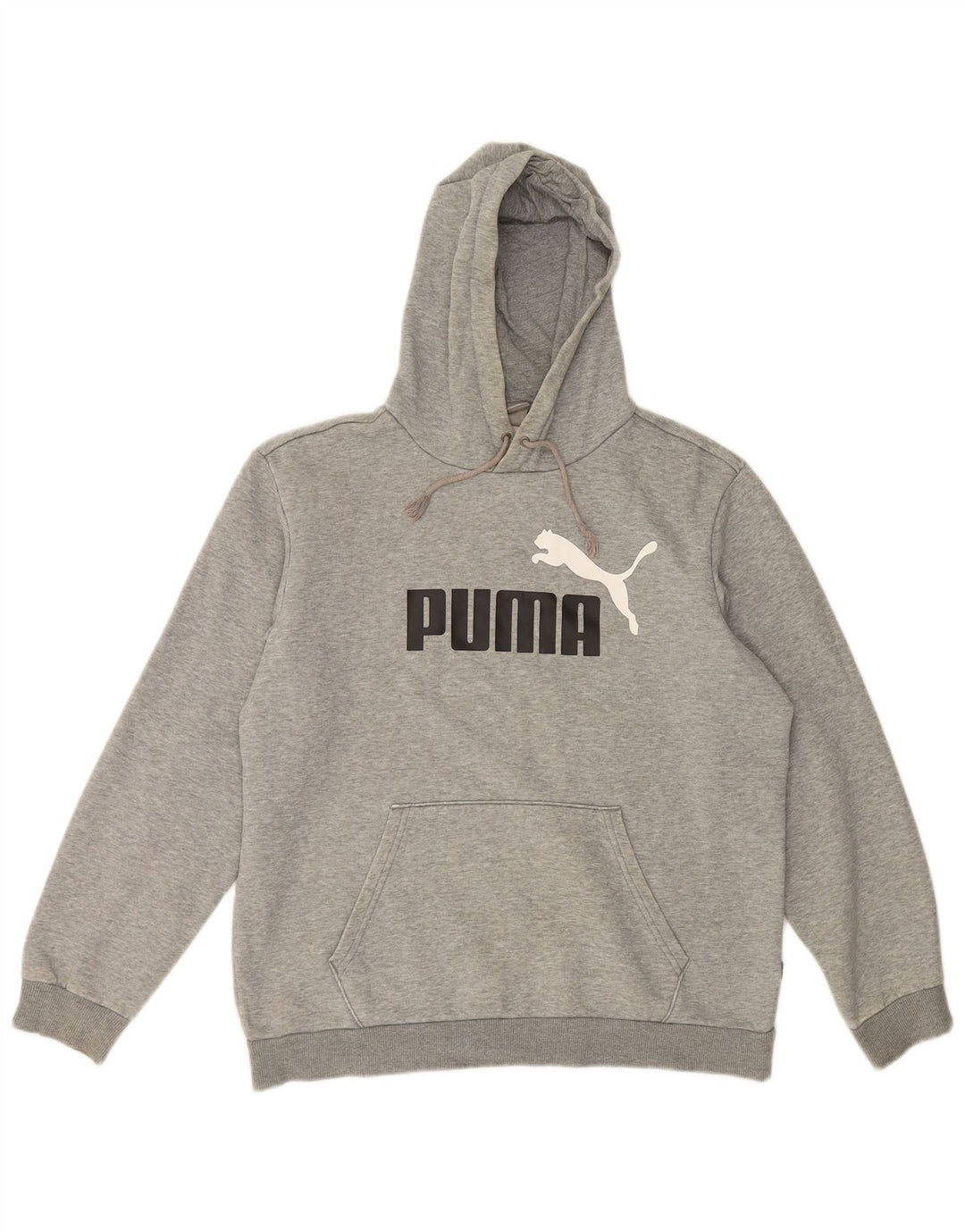 Puma Mens Graphic Hoodie Jumper Medium Grey Cotton