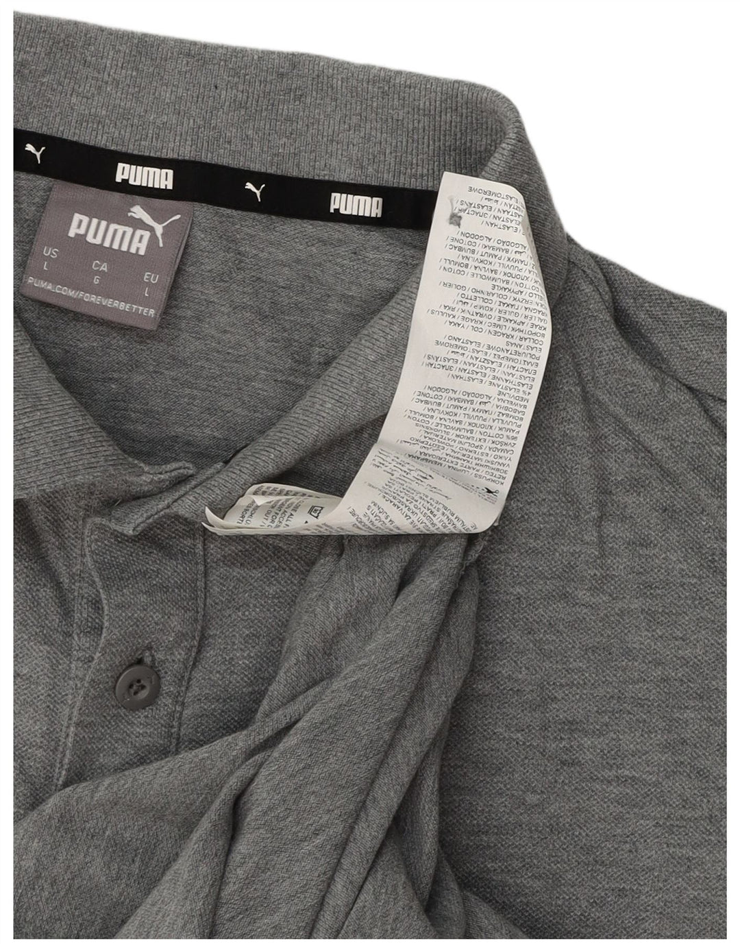 PUMA Mens Polo Shirt Large Grey Cotton