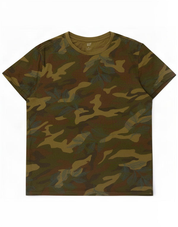 Gap Herre T-Shirt Top Medium Khaki Camouflage Bomuld
