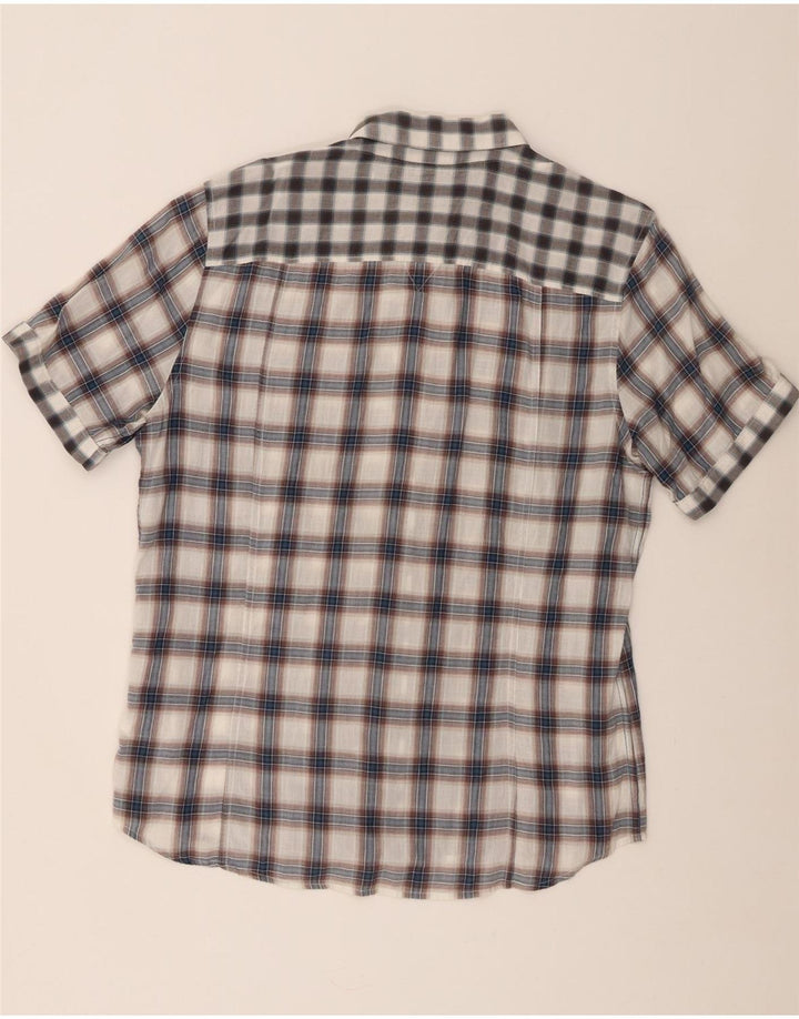 Guess Herren Kurzarmhemd XL grau kariert Baumwolle