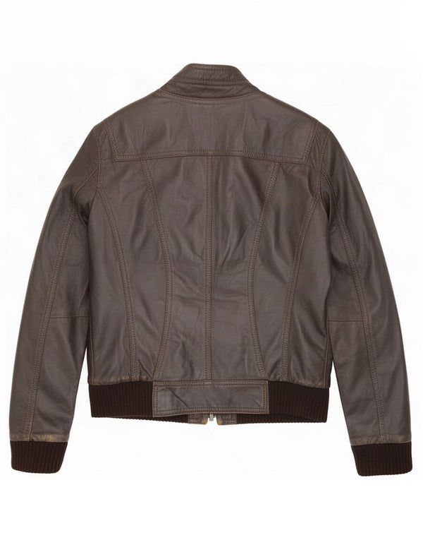 Vintage Mens Bomber Leather Jacket IT 48 Medium Brown