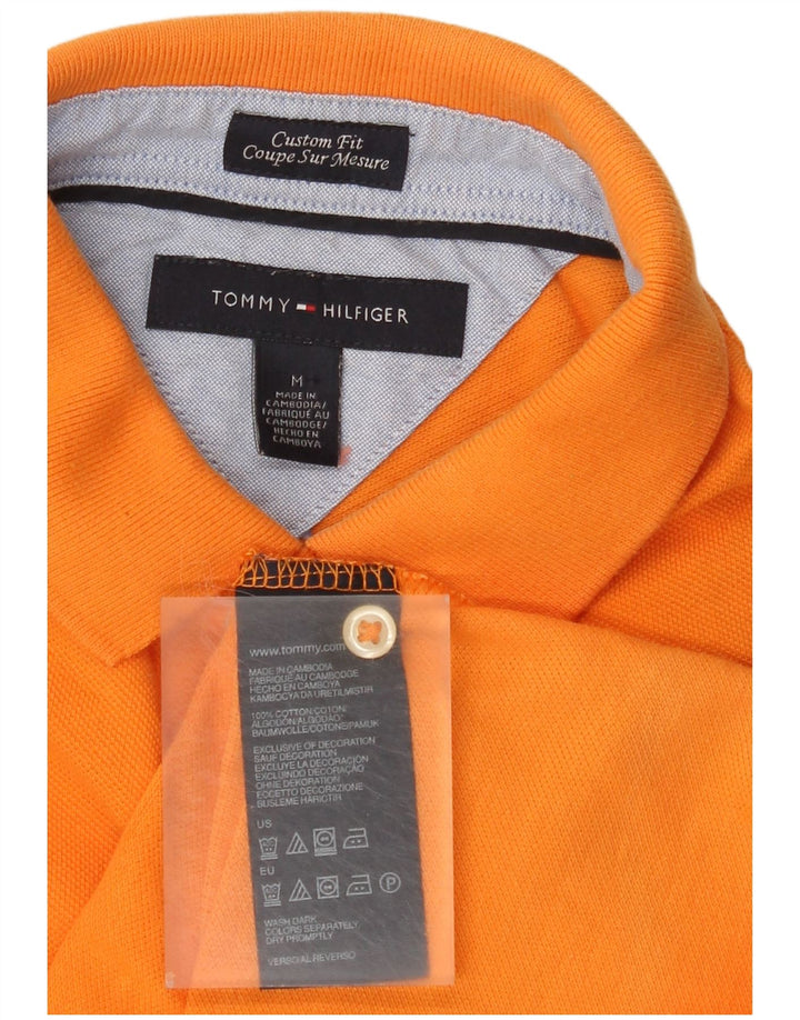 Tommy Hilfiger Mens Custom Fit Polo Shirt Medium Orange Cotton