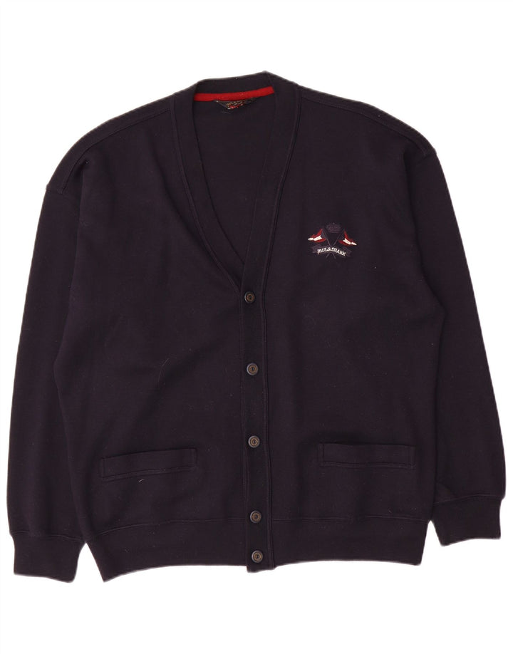 Paul & Shark Mens Cardigan Sweater Large Navy Blue Wool