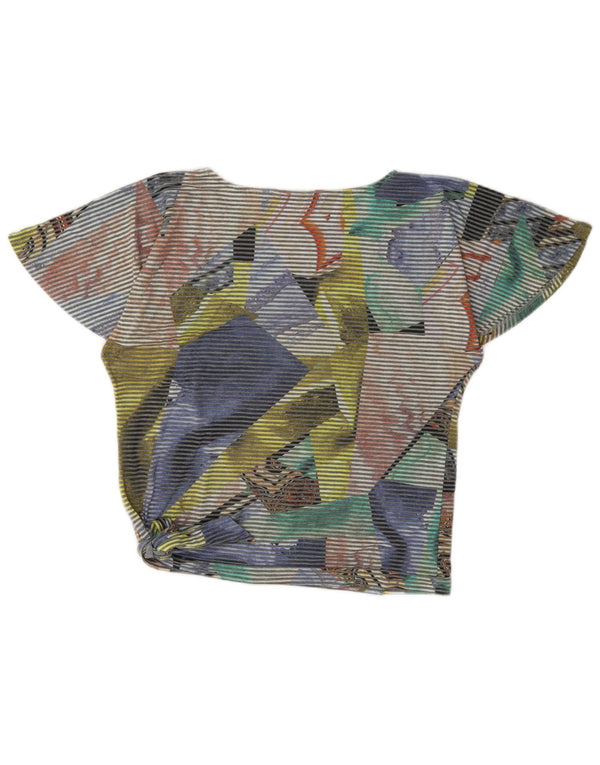 Desigual Blusa corta para mujer Top UK 14 Medium Multicolor Pinstripe