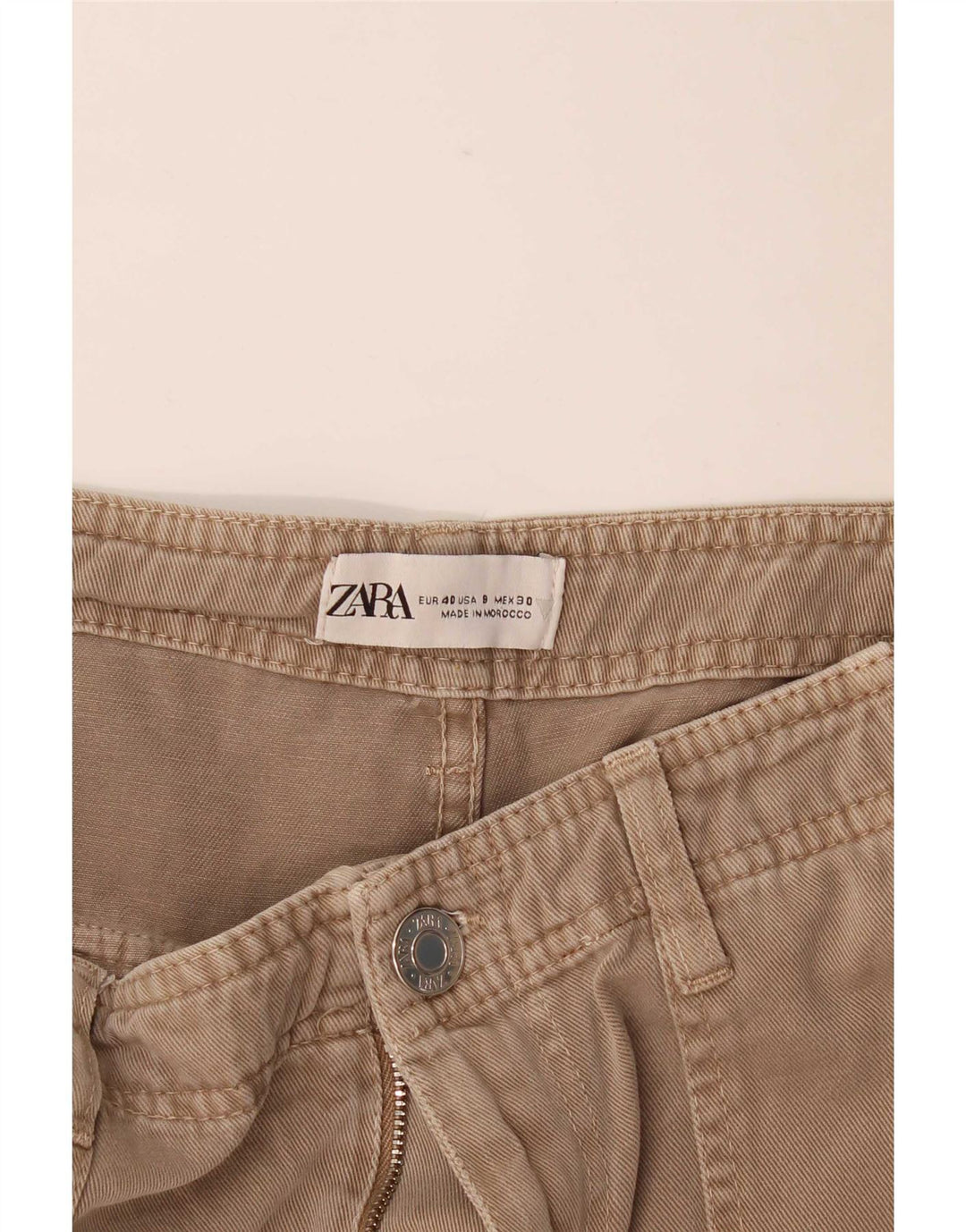 Zara Womens Straight Cargo Trousers EU 40 Medium W30 L31 Beige