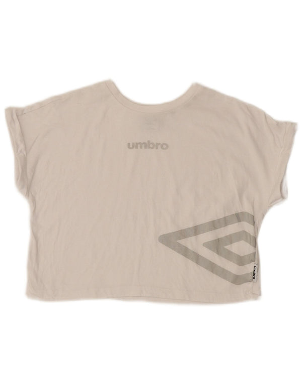 Γυναικείο γραφικό μπλουζάκι Umbro Crop Top UK 12 Μεσαίο λευκό βαμβακερό