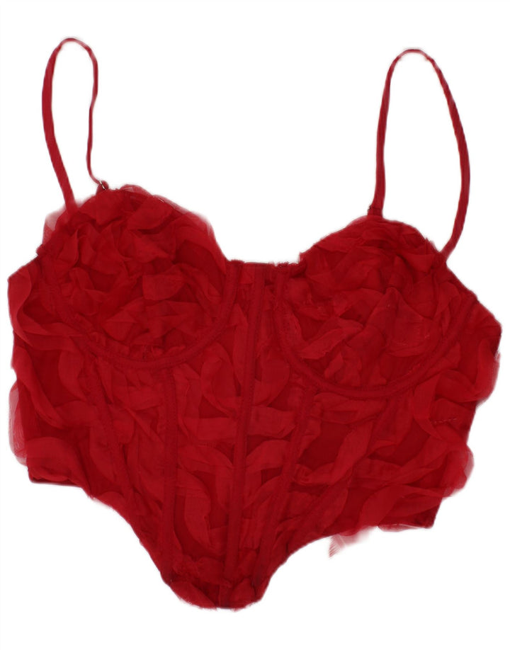 Bershka Donna Corsetto Corto Top Rosso Medio Poliestere Festival