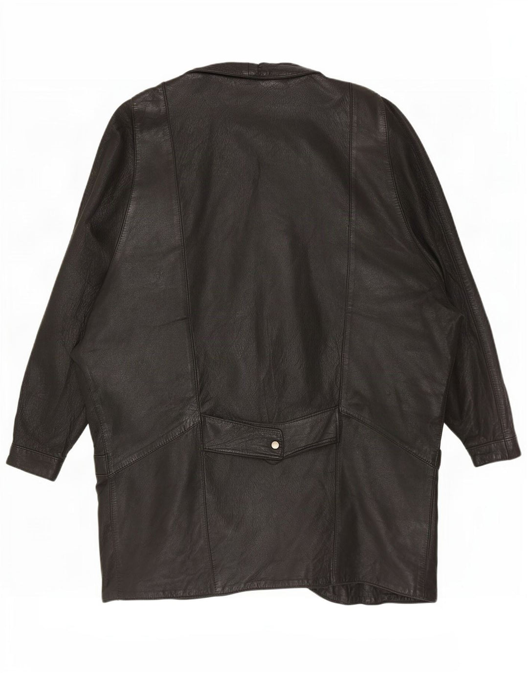 Vintage Womens Oversized Leather Coat UK 12 Medium Black