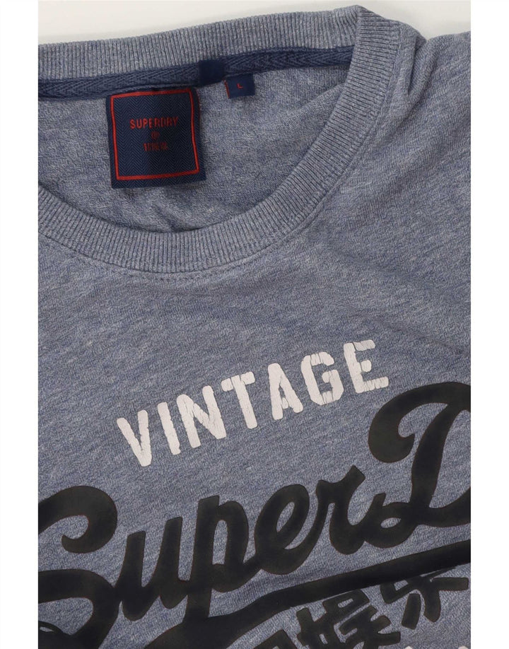 Superdry Mens Graphic T-Shirt Top Large Blue Cotton