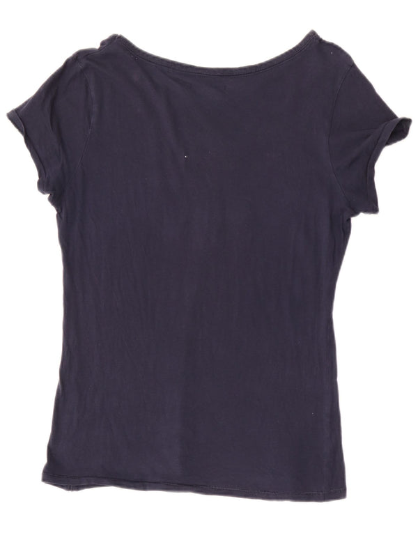 Timberland Damen Grafik-T-Shirt-Oberteil UK 12 Medium Marineblau