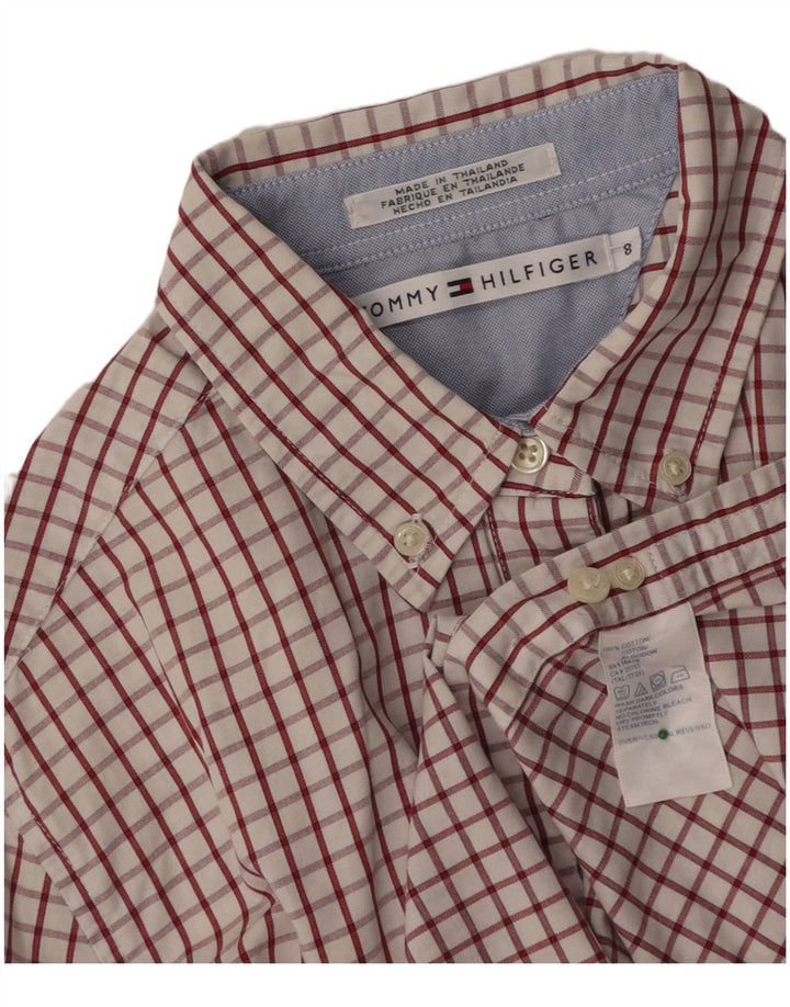 TOMMY HILFIGER Womens Shirt US 8 Medium White Check Cotton