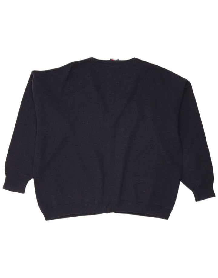 Cagi Mens Loose Fit Cardigan Sweater Large Navy Blue Wool