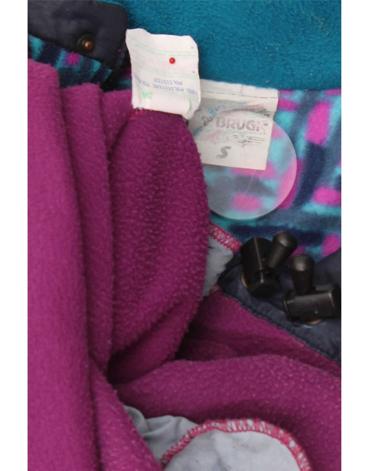 Brugi Pull polaire à col zippé pour homme Petit polyester géométrique bleu