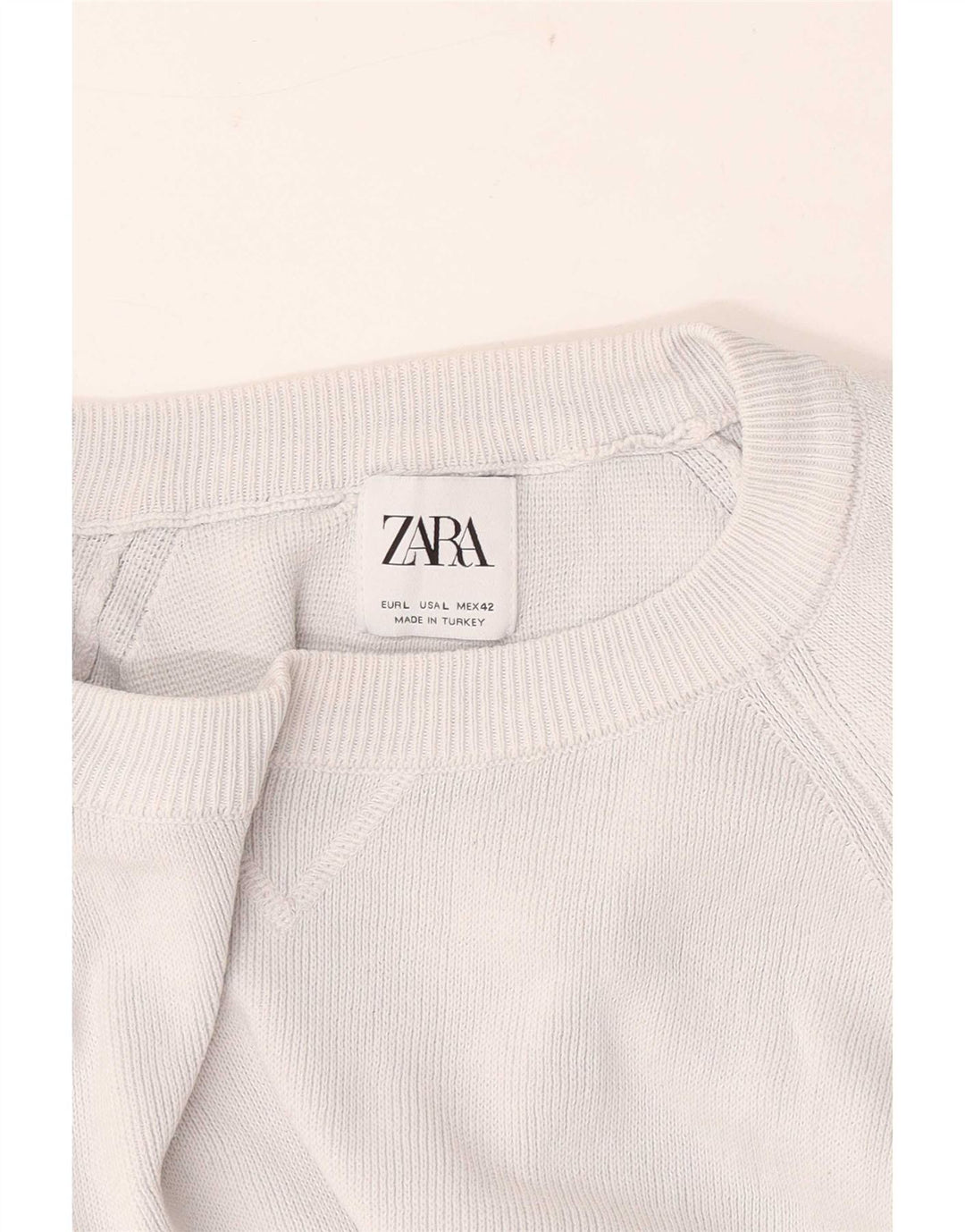 Męski sweter z okrągłym dekoltem Zara, duży, szary
